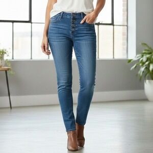 Talbots Women's Jeans Demi‎ Boot Ankle Blue Button Fly Denim - Size 14